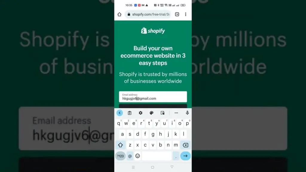 How to start Shopify 14 days trial account step 1