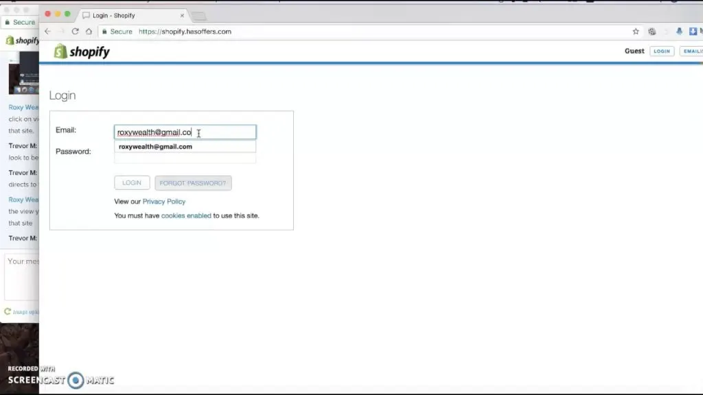 Shopify affiliate.